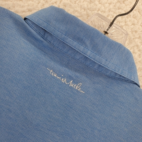 Travis Mathew Shirt Mens L Blue Polo Golf Colonial CC Logo Pima Cotton Blend - Picture 12 of 14